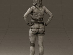 woman in black brown long hair 0560 Modèle 3D