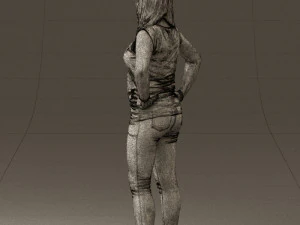 woman in black brown long hair 0560 3D Model