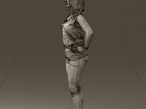woman in black brown long hair 0560 Modèle 3D