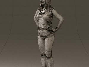 woman in black brown long hair 0560 Modèle 3D