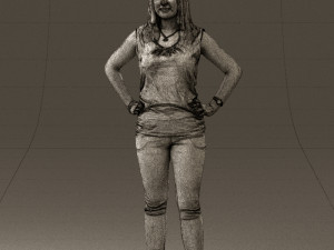 woman in black brown long hair 0560 Modèle 3D