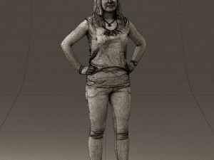 woman in black brown long hair 0560 Modèle 3D