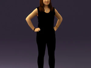 mulher com cabelo comprido preto e castanho 0560 impress&atilde;o 3D pronta Modelo de Impressão 3D