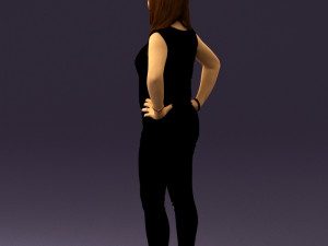 woman in black brown long hair 0560 3d print ready Modèles 3D en vedette