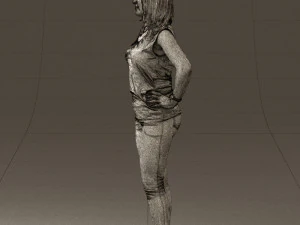 woman in black brown long hair 0560 3d print ready 3D Print Model