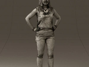 woman in black brown long hair 0560 3d print ready 3D Print Model