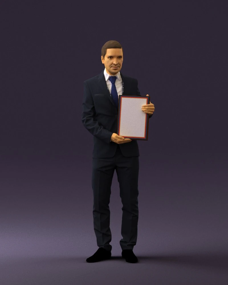 maninbluesuitdiploma0557wrl 3D Model .c4d .max .obj .3ds .fbx .stl .blend 