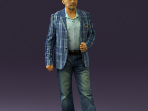 man in jeans blue white jacket 0559 3D मॉडल
