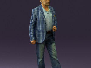 man in jeans blue white jacket 0559 3D मॉडल