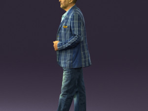 man in jeans blue white jacket 0559 3D मॉडल