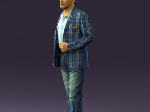man in jeans blue white jacket 0559 3D मॉडल