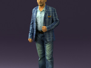 man in jeans blue white jacket 0559 3D मॉडल