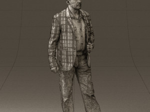 man in jeans blue white jacket 0559 3d print ready 3D-printmodel