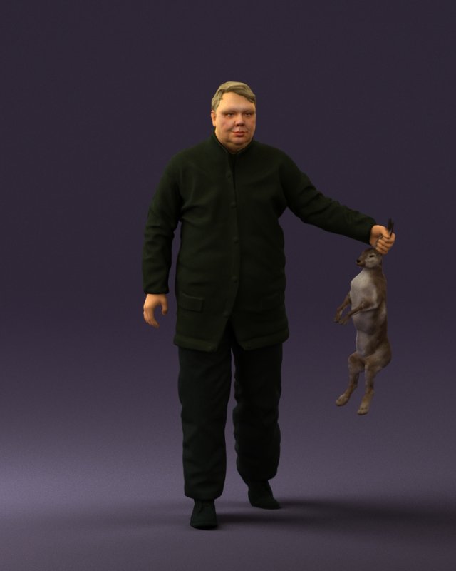 man in green sweater rabit 0561 3D Model .c4d .max .obj .3ds .fbx .stl .blend 
