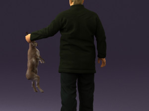 man in green sweater rabit 0561 3D Model
