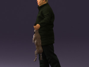 man in green sweater rabit 0561 3D Model
