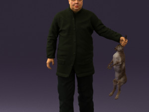 man in green sweater rabit 0561 3D Model