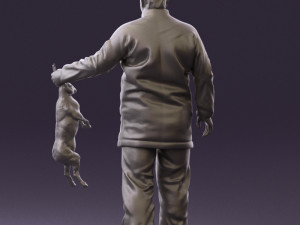 man in green sweater rabit 0561 3D Model