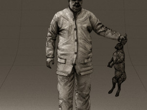 man in green sweater rabit 0561 3D Model