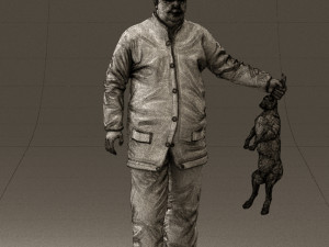 man in green sweater rabit 0561 3D Model