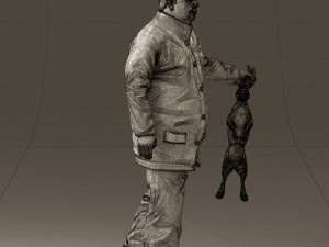 man in green sweater rabit 0561 3D Model