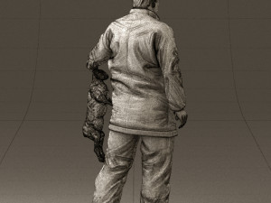 man in green sweater rabit 0561 3D Model