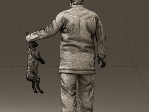 man in green sweater rabit 0561 3D Model