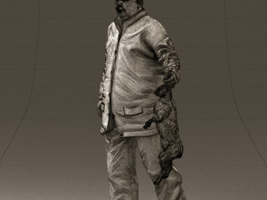 man in green sweater rabit 0561 3D Model
