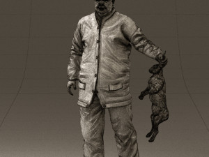 man in green sweater rabit 0561 3D Model
