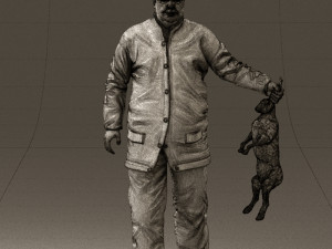 man in green sweater rabit 0561 3D Model