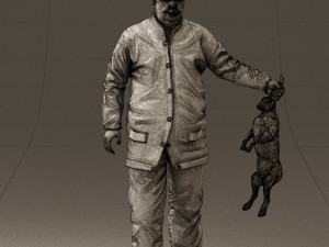 man in green sweater rabit 0561 3D Model