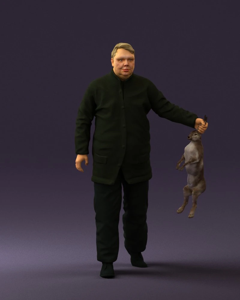man in green sweater rabit 0561 3d print ready 3D Print Model .c4d .max .obj .3ds .fbx .stl .blend