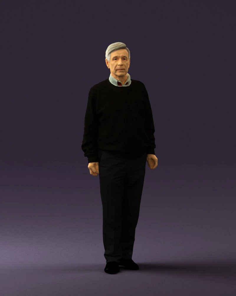 old man in black sweater 0563 3D Model .c4d .max .obj .3ds .fbx .stl .blend 