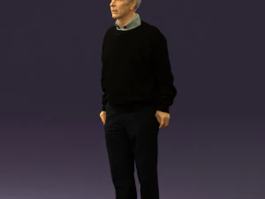 old man in black sweater 0563 3D Model