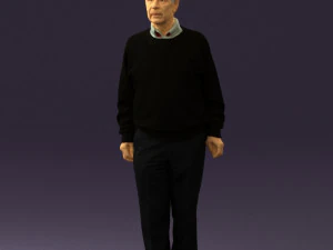 old man in black sweater 0563 3D Model