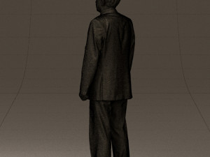 old man in black suit 0564 3D Модель