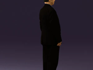 man in black suit blue tshirt 0567 3D Model