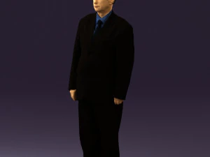 man in black suit blue tshirt 0567 3D Model