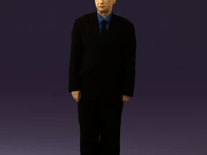 man in black suit blue tshirt 0567 3D Model