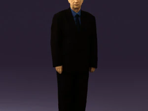 man in black suit blue tshirt 0567 3D Model