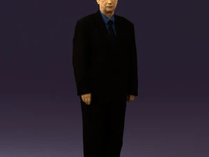man in black suit blue tshirt 0567 3D Model