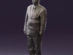 man in black suit blue tshirt 0567 3D Model