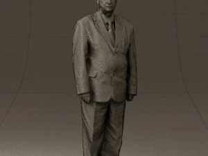 man in black suit blue tshirt 0567 3D Model