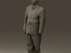 man in black suit blue tshirt 0567 3D Model