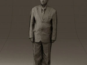 man in black suit blue tshirt 0567 3D Model
