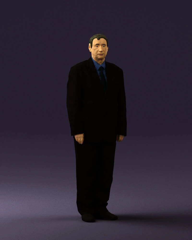 man in black suit blue tshirt 0567 3d print ready 3D Print Model .c4d .max .obj .3ds .fbx .stl .blend 