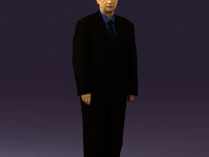 穿黑色西装蓝色 T 恤的男人 0567 3D 打印准备就绪 3D 打印模型