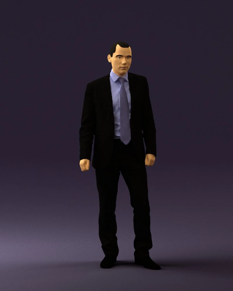 man in opened black suit 0569 3D Model .c4d .max .obj .3ds .fbx .stl .blend 