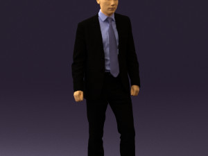 man in opened black suit 0569 3D 모델