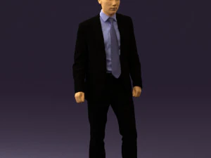 man in opened black suit 0569 3D Model